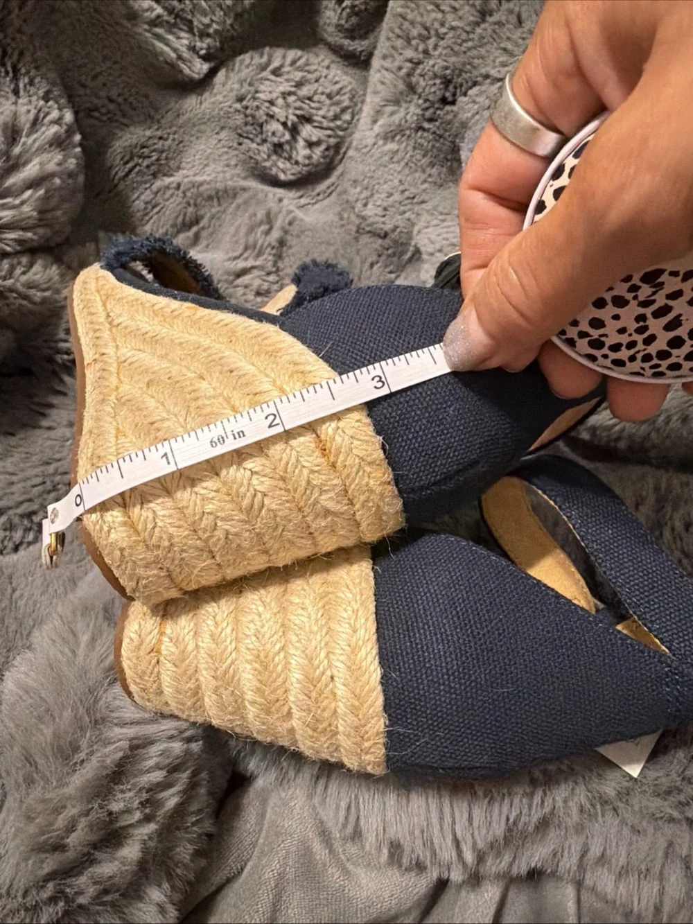 Lucky Brand Navy Frayed Espadrille Wedge Sandals